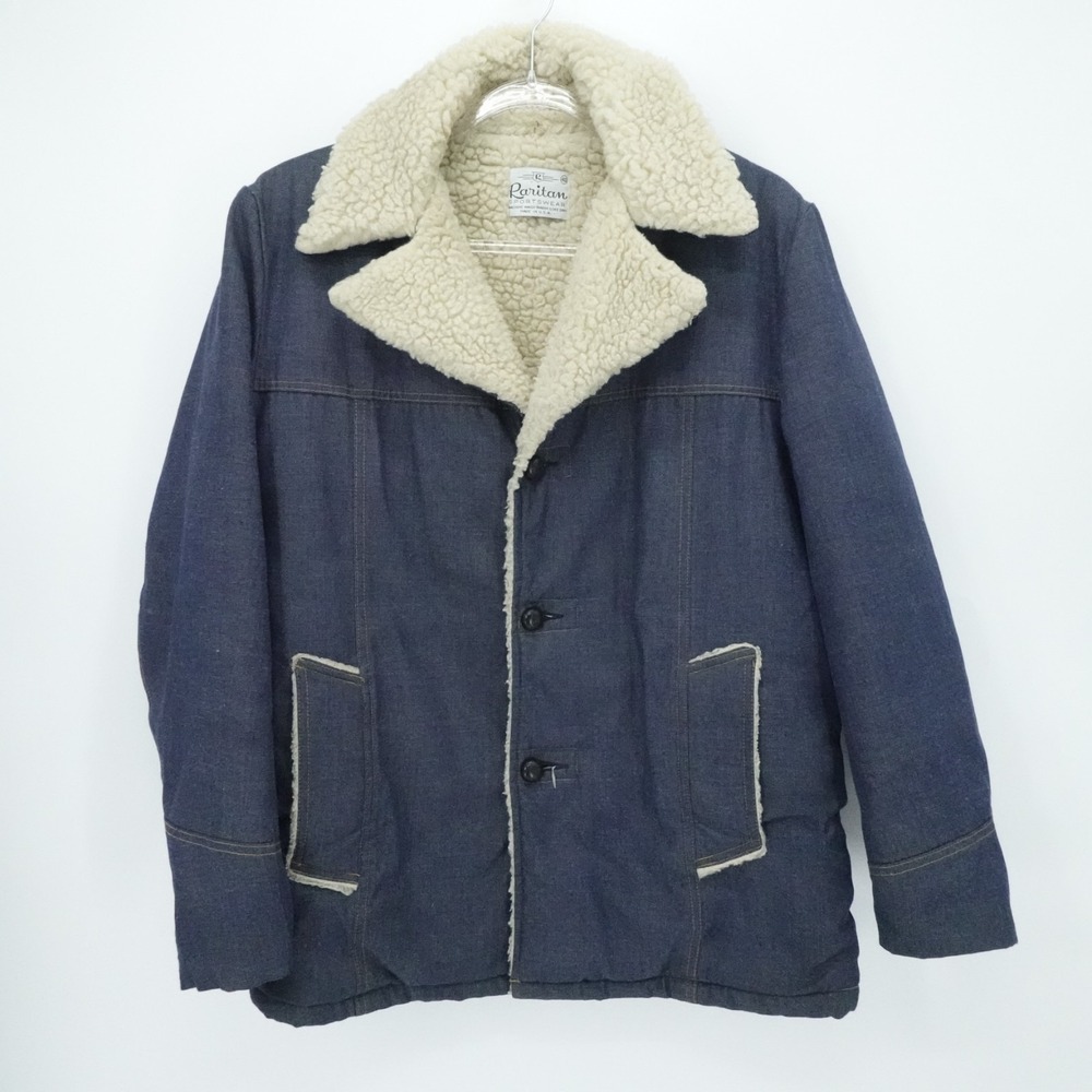 Vintage Raritan Jacket Mens 40‎ Blue Sherpa Lined Denim Workwear Ranch Outdoor